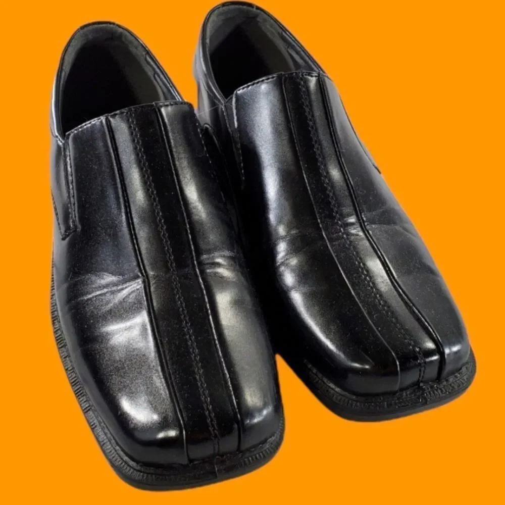 🔥Deer Stags Black Wings Slip-on Dress Shoes Youth Size 4.5